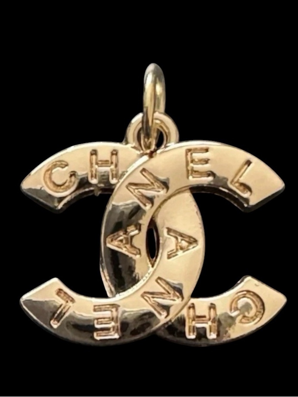 Gold Interlocking CC Logo  Charm Necklace charms channel zipper pull